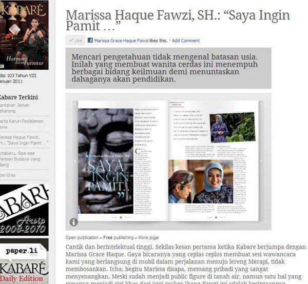 Majalah KABARE di Yogyakarta: Marissa Haque & Ikang Fawzi