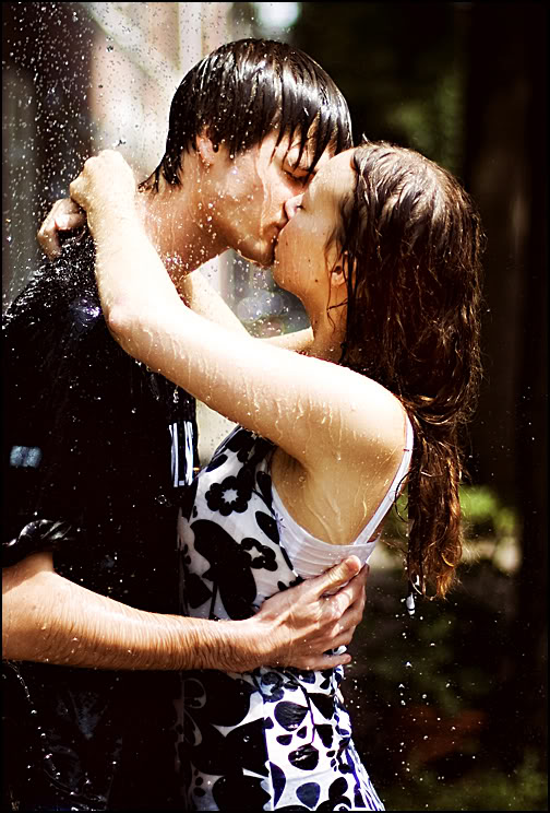 kissing in the rain