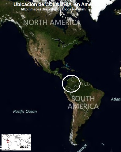 Ubicación de COLOMBIA en América Ubicación de COLOMBIA en América