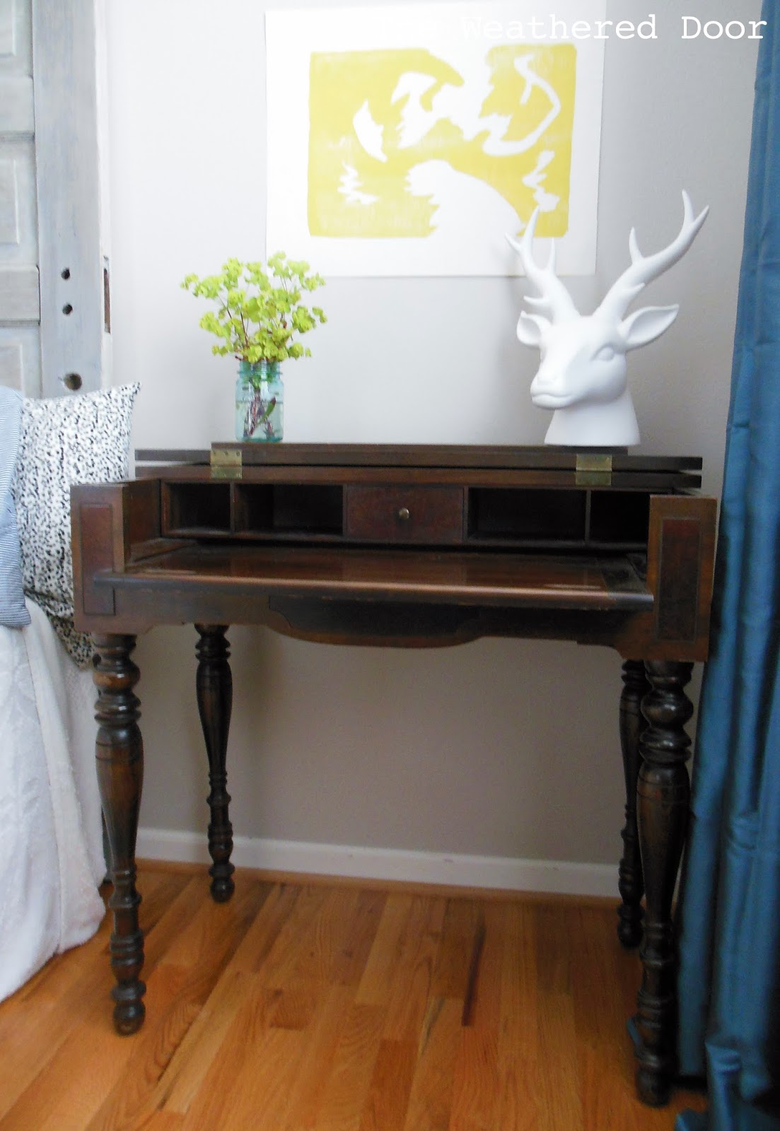 A Dark Wood Spinet Desk And Stepping Away From The Paint Brush