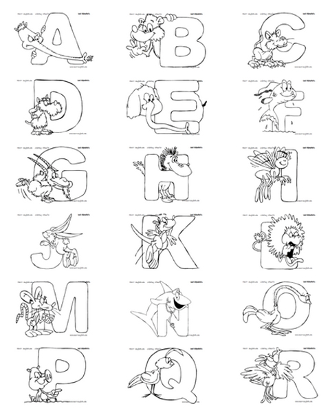 Animal Alphabet Coloring Sheets
