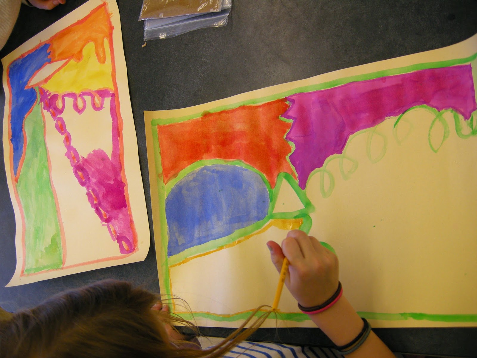 Zilker Elementary Art Class 1st Grade Abstract Paintings