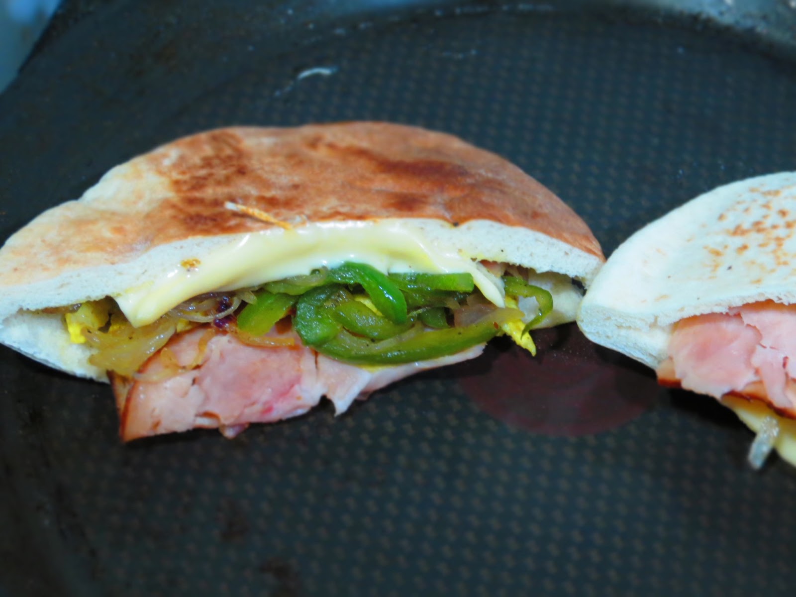 mittu cooking love Yummy Breakfast Pita Sandwich Turkey Ham and Egg