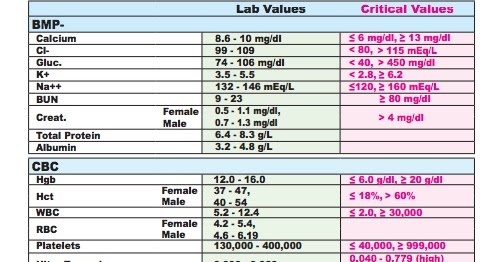 notez on nursing critical lab values charting cheat sheet