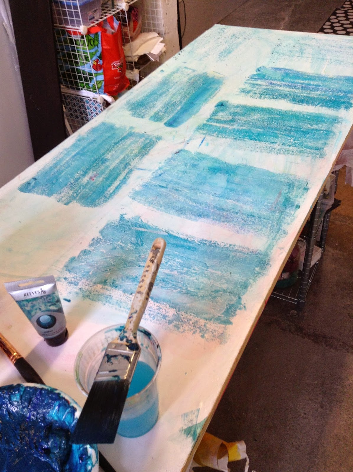 Peacock Blue-Green Work Surface, Phase 1 - © Samantha Grenier 2014 Peacock Blue-Green Work Surface, Phase 1 - © Samantha Grenier 2014