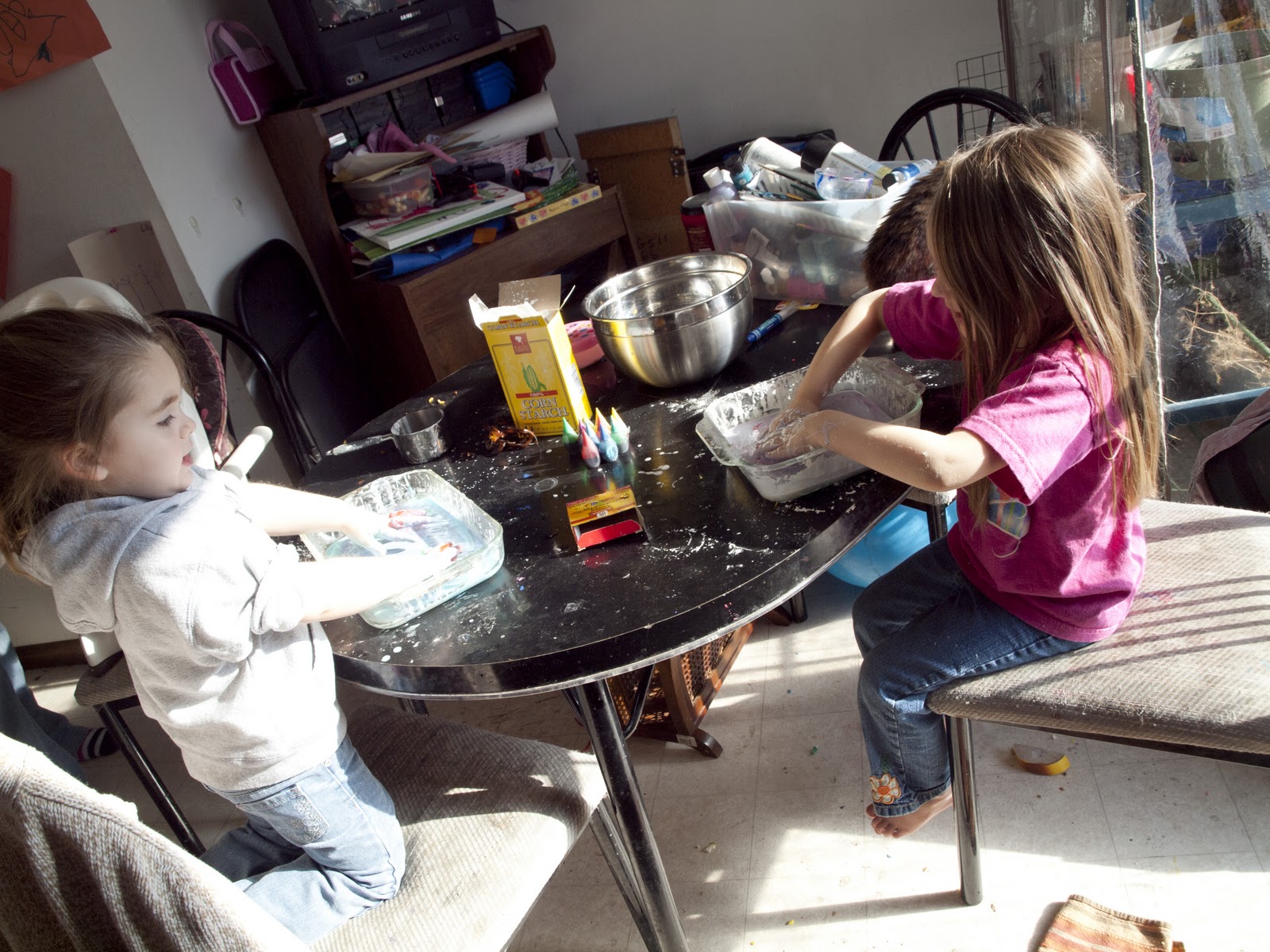 Saturday Play Day! {Oobleck, Crazy Cotton Balls, Catch with a Catch, Mess Free Painting