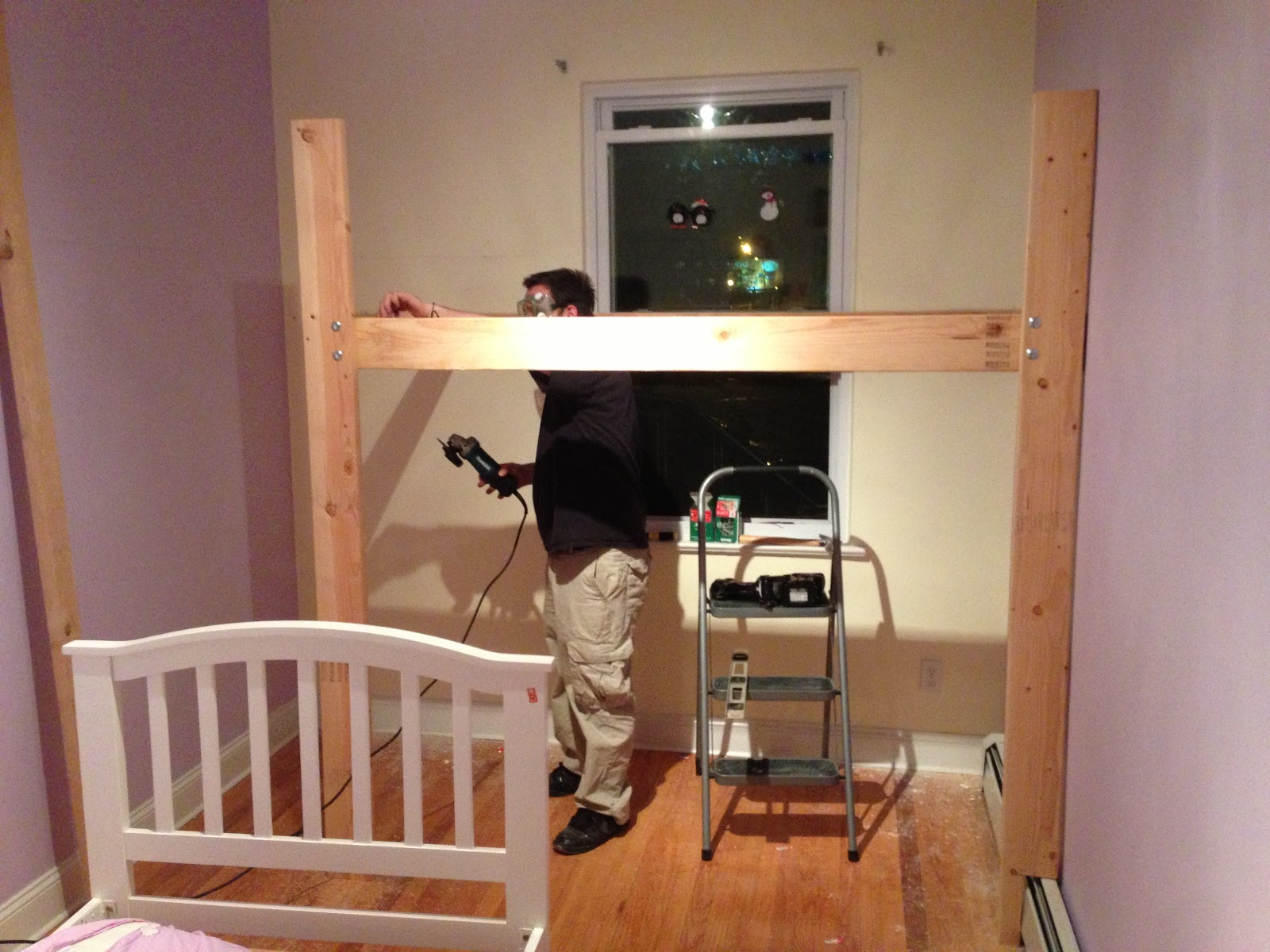 Kids Space Loft bed, bunk bed build with hanging toddler bed and swing!