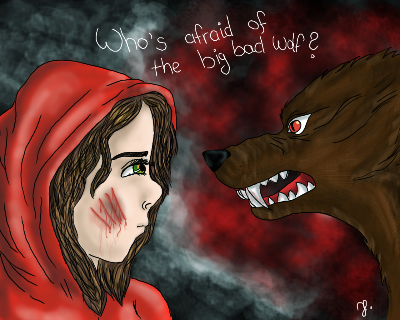 Lila Phantasie Rotkäppchen und der böse Wolf