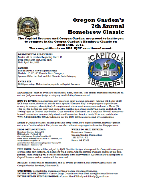 The Oregon Garden Brewfest 2012 Homebrew Competition