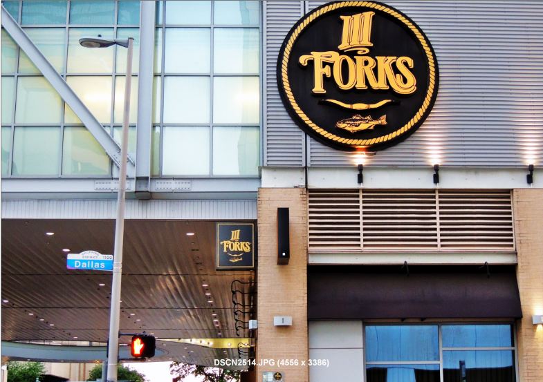 III Forks Restaurant on corner of San Jacinto and Dallas Street