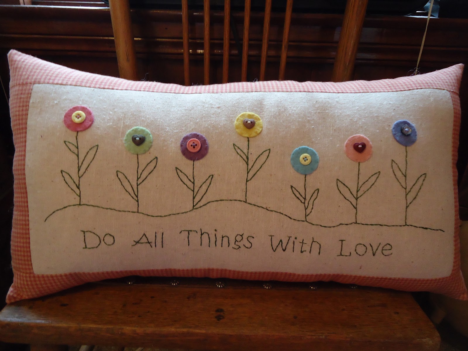 Primitive Stitches New Spring Pillow