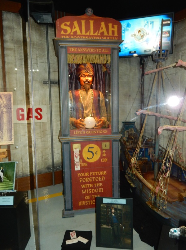 Hollywood Movie Costumes and Props Fortune Teller Booth prop from Warehouse 13 on display