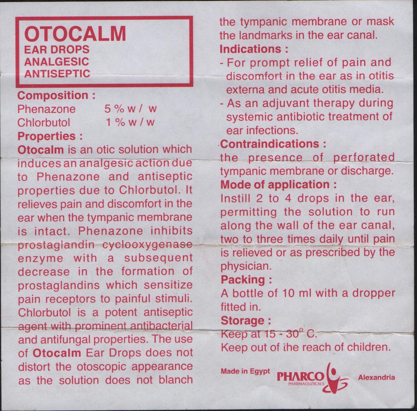Drug Pamphlet: Otocalm
