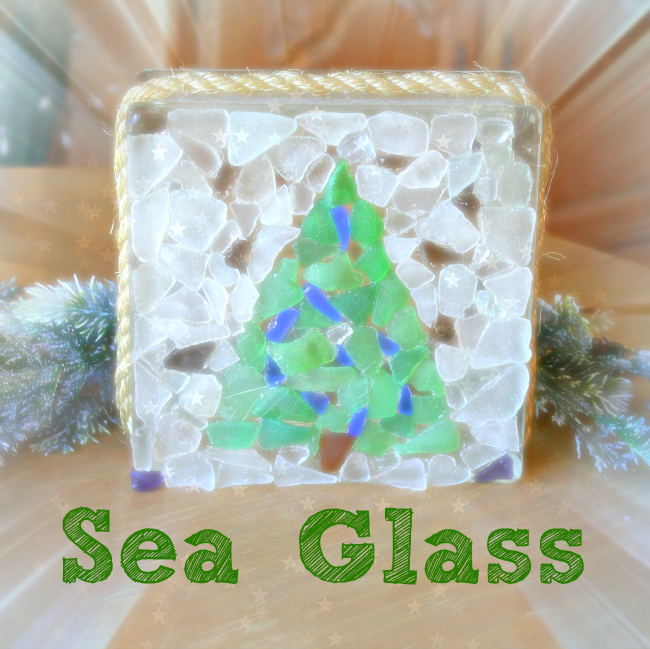 Sea Glass Christmas Tree Glass Block Crafts a la mode