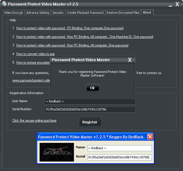 Password Protect Video Master V8