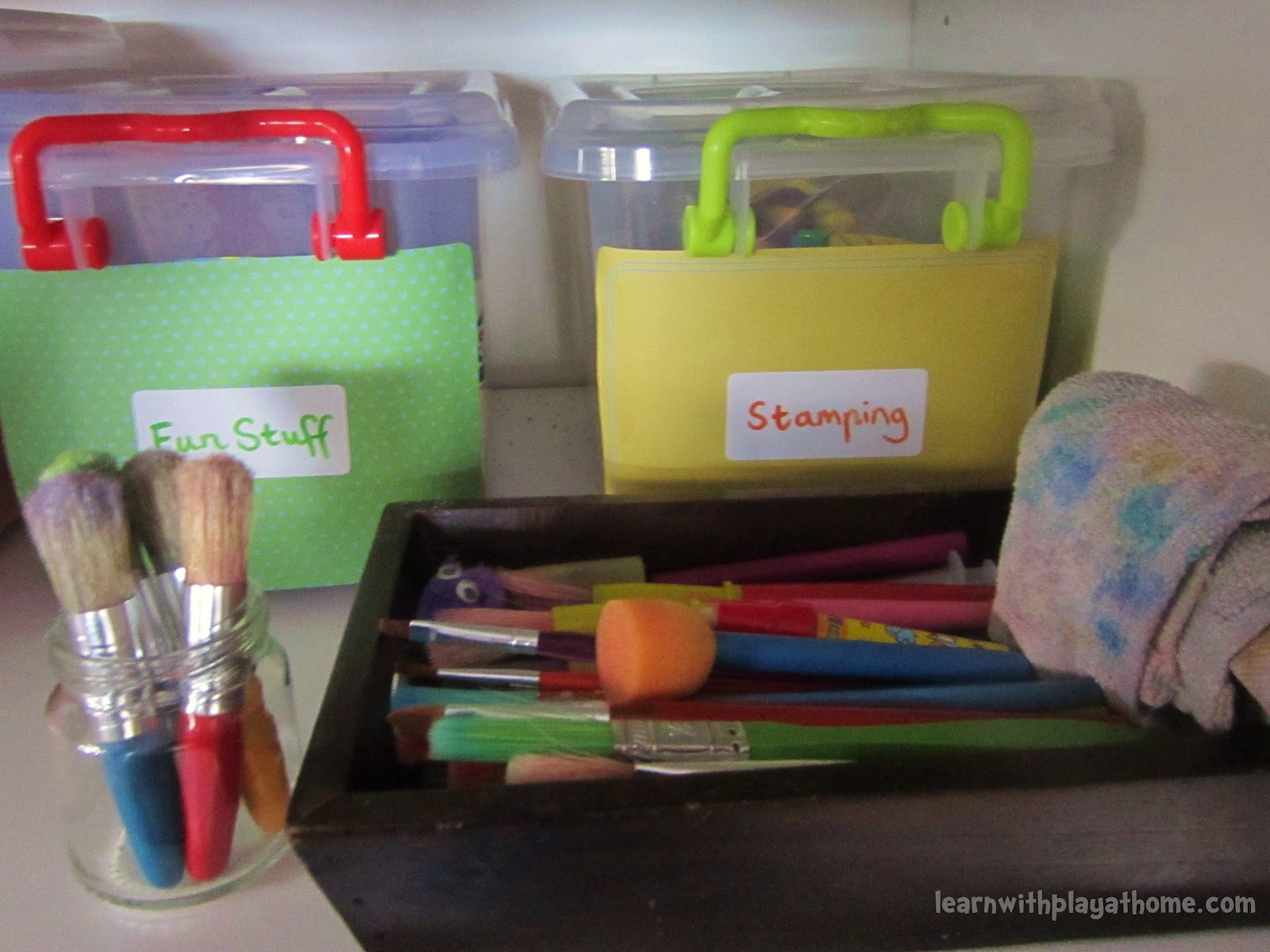 Learn with Play at Home Organisation Ideas for an Art/Craft Cupboard