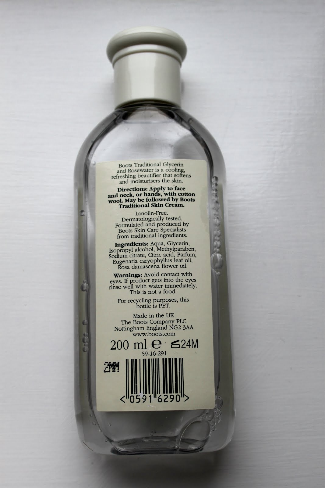 tinycattin Boots' 'Traditional Glycerin and Rosewater'.