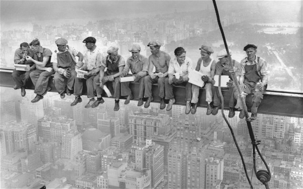 Construction Workers Sitting On Skyscraper Construction Workers Sitting On Skyscraper
