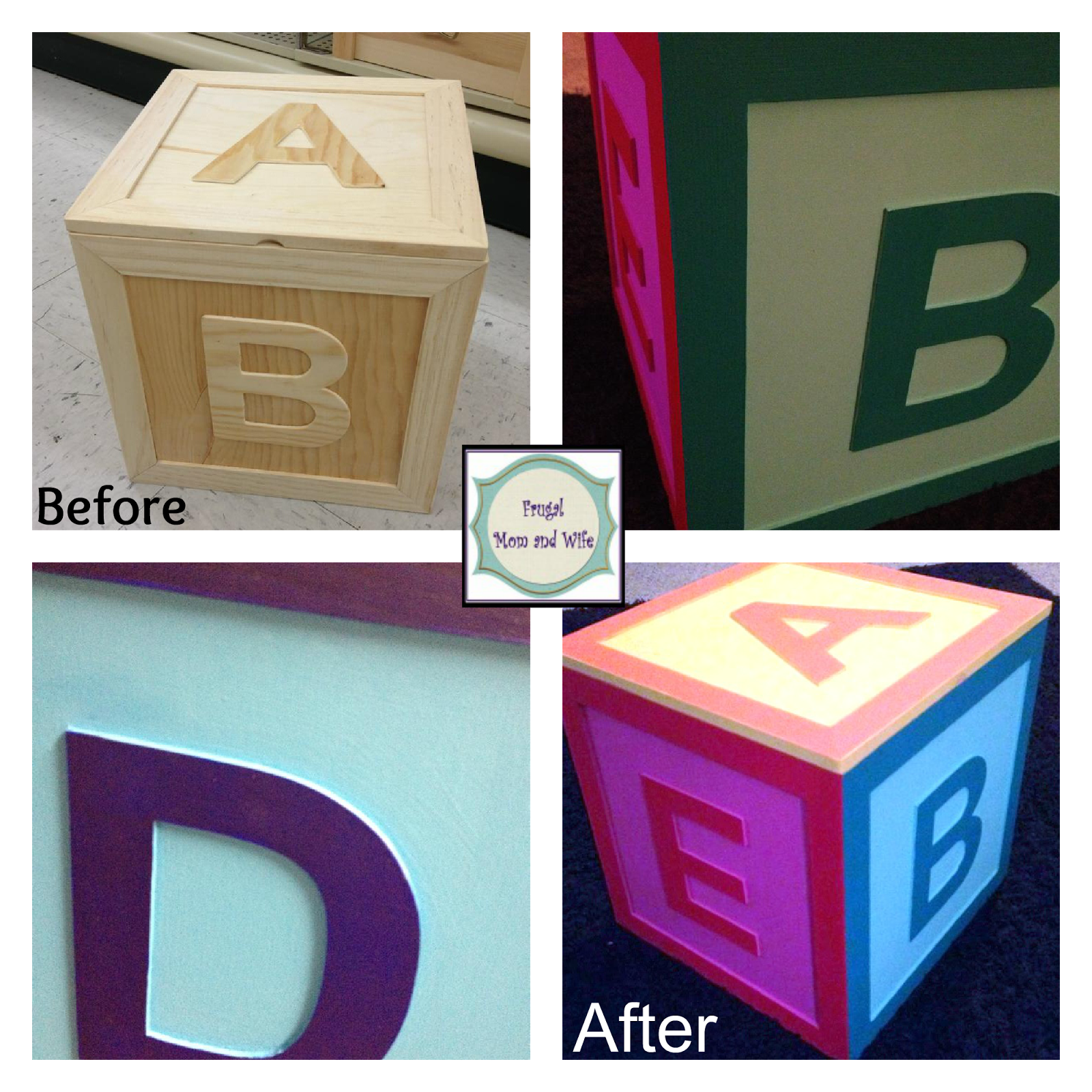 Frugal Mom and Wife DIY Wooden ABC Block Storage Box UNDER 20!