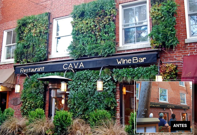 Antes e Depois: fachada de restaurante ganha vida com parede ecológica