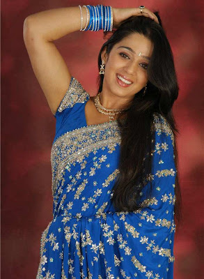 Tollywood Actress Charmi Blue Saree Photos