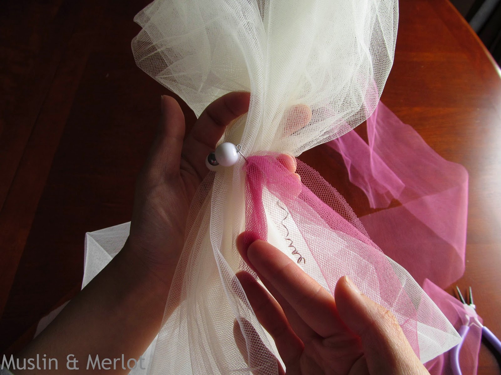 Easy & Pretty Tulle Wedding Decor {Chair Backs, Stair Railings, Church