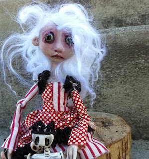 Pirate Goth Doll Pirate girl art doll striped costume