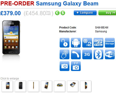 Samsung Galaxy Beam Available For Pre-Order In The UK Via Clove