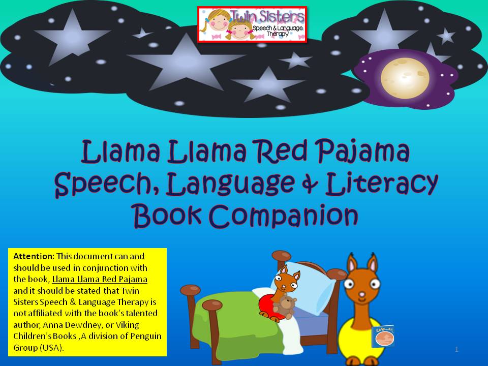 Twin Speech, Language & Literacy LLC Llama Llama Red Pajama Book