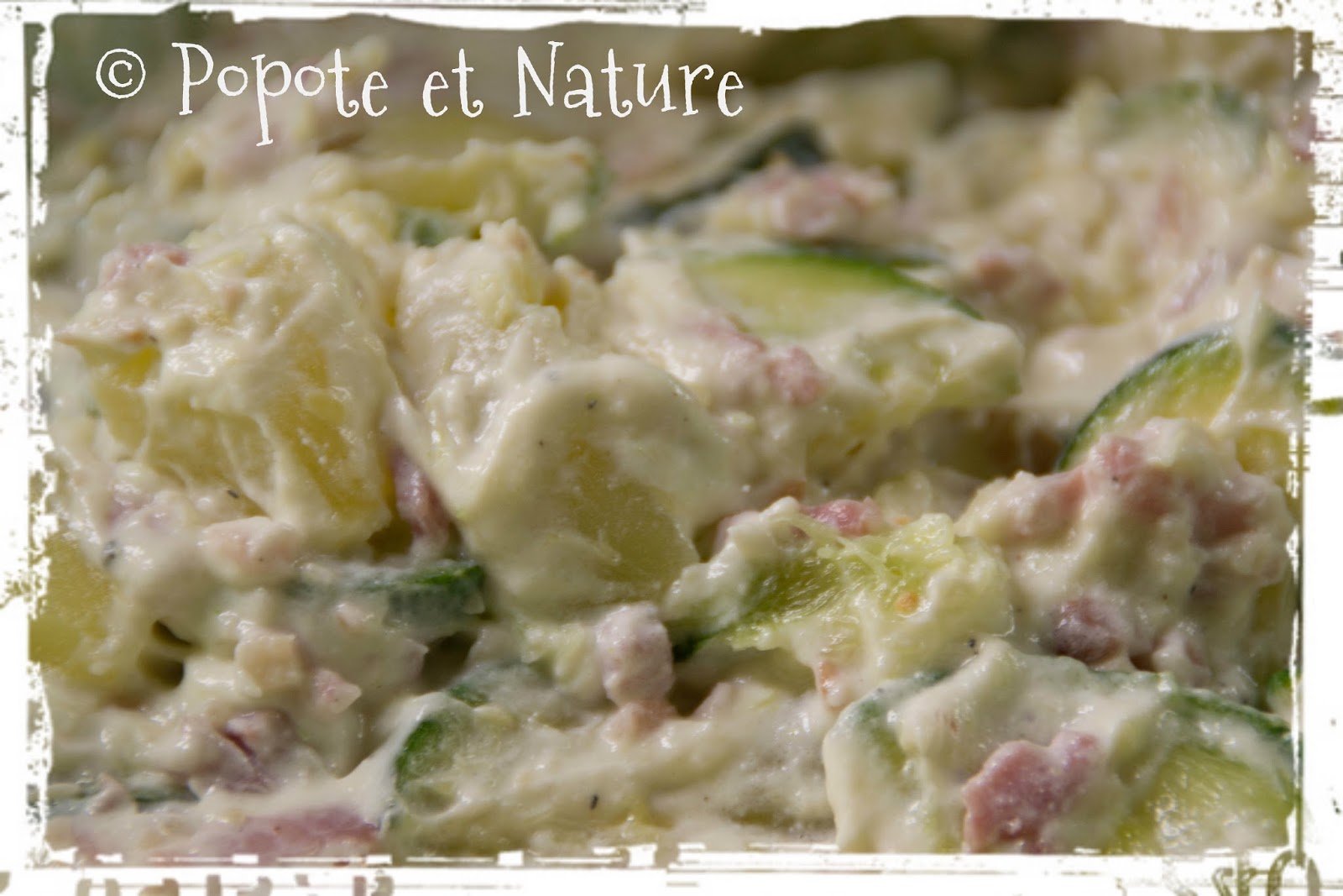 © Popote et Nature - Tresse feuilletée aux courgettes, à la ricotta, lardons, fromage Philadelphia et pommes de terre