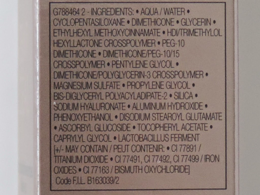 Vichy Teint Ideal Cream Foundation Ingredients list