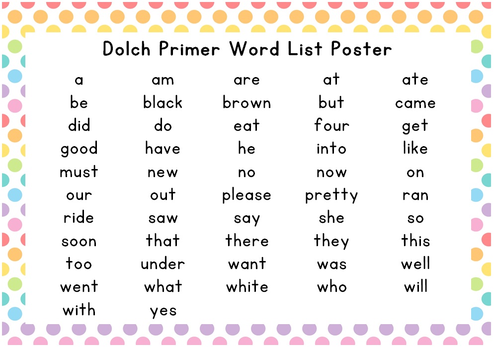 PDF Free Dolch and Fry Word Lists Clever Classroom blog