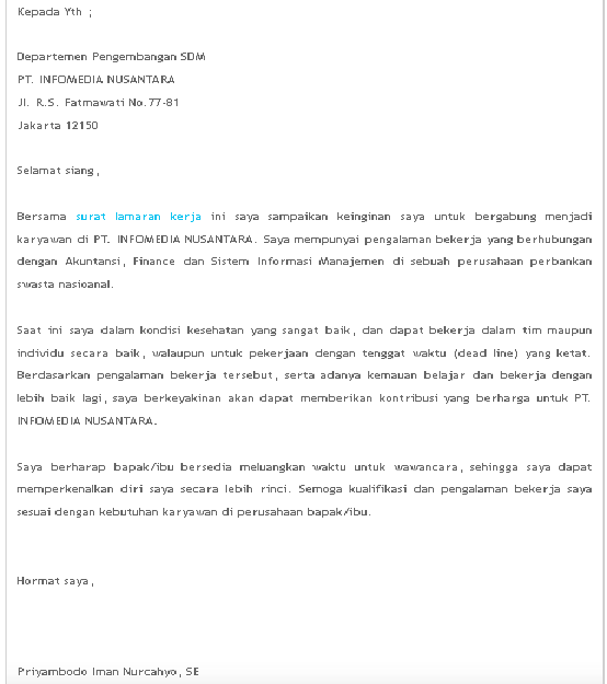 contoh membuat surat lamaran pekerjaan contoh membuat surat lamaran pekerjaan