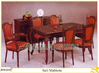 Kursi dan Meja Makan Ukiran Kayu Jati Itali Mahkota Kursi dan Meja Makan Ukiran Kayu Jati Itali Mahkota