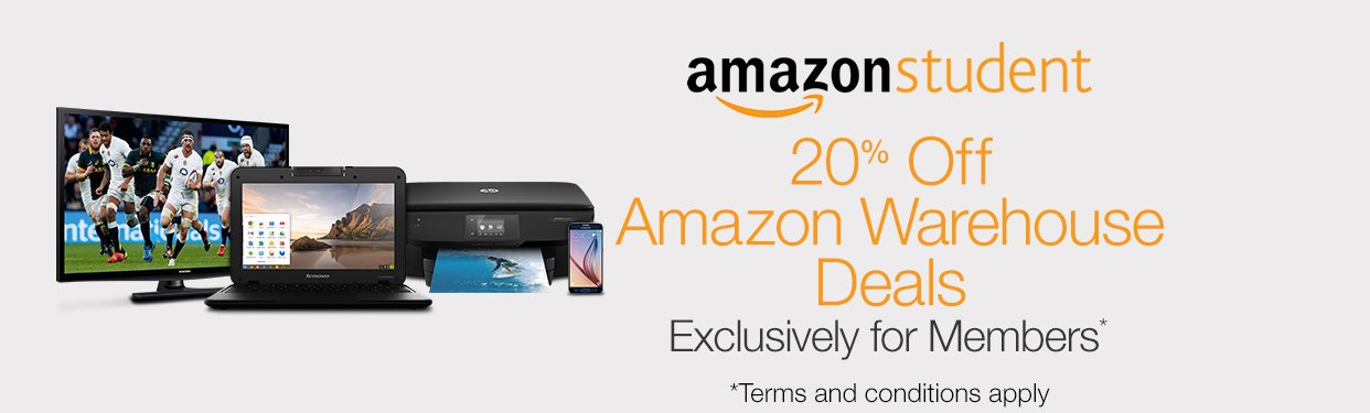 Amazon UK Student members有额外20% off，ends on 11 November 2016，点击图片