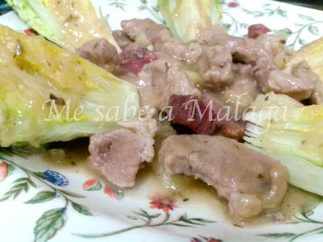 receta malagueña abuela carne en salsa con lechuga