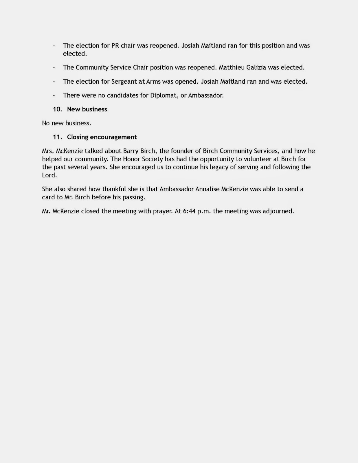 meeting minutes are or is