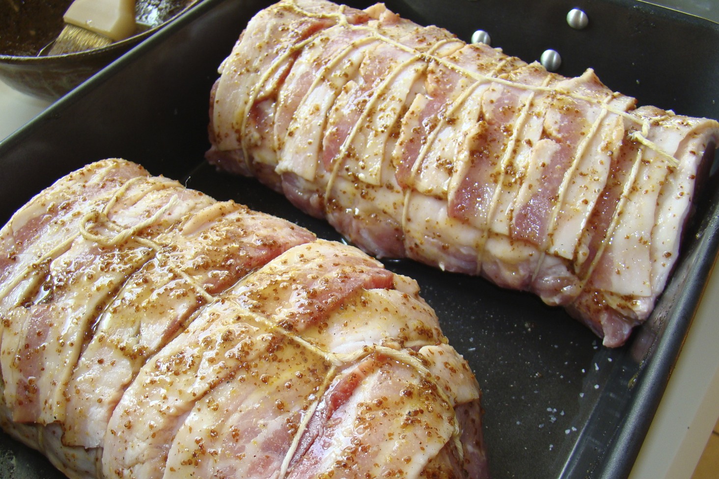 Goodchardonnay Applewood Smoked Bacon Wrapped Pork Loin with a Honey