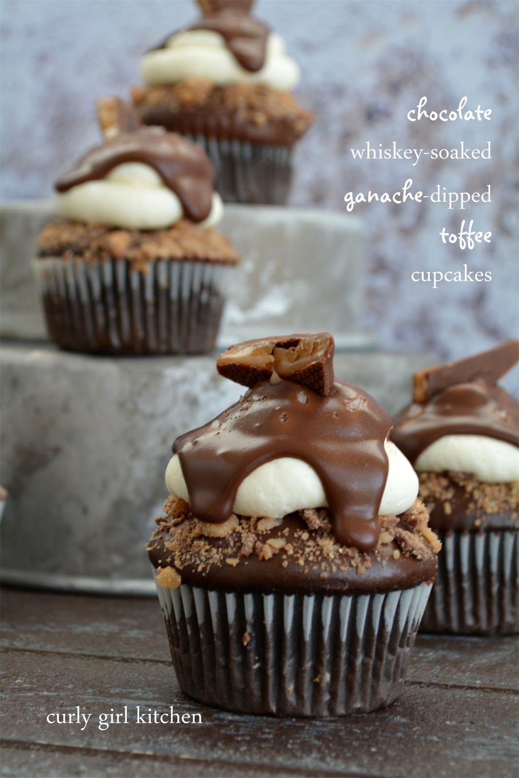 Curly Girl Kitchen Chocolate Toffee Cupcakes with a little Whiskey...