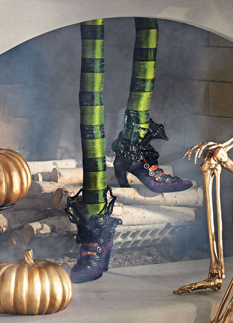 Grandin Road Pair of Decorative Witch Legs shown in Green