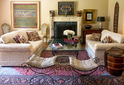 classic living room with antique accessories overview of a classic living room with antique accessories