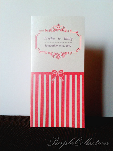 Red Stripes Wedding Invitation Card, red stripes card, stripes card, wedding invitation card, malay wedding carrds, white perfume pearl card, classic fold card, red card
