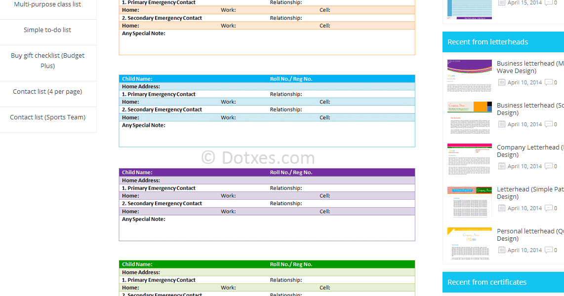emergency contact list for business