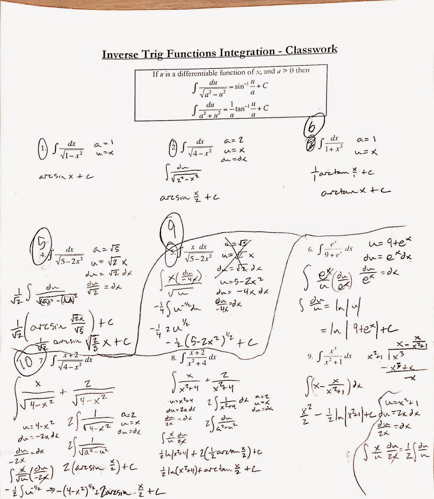 Calculus homework problems