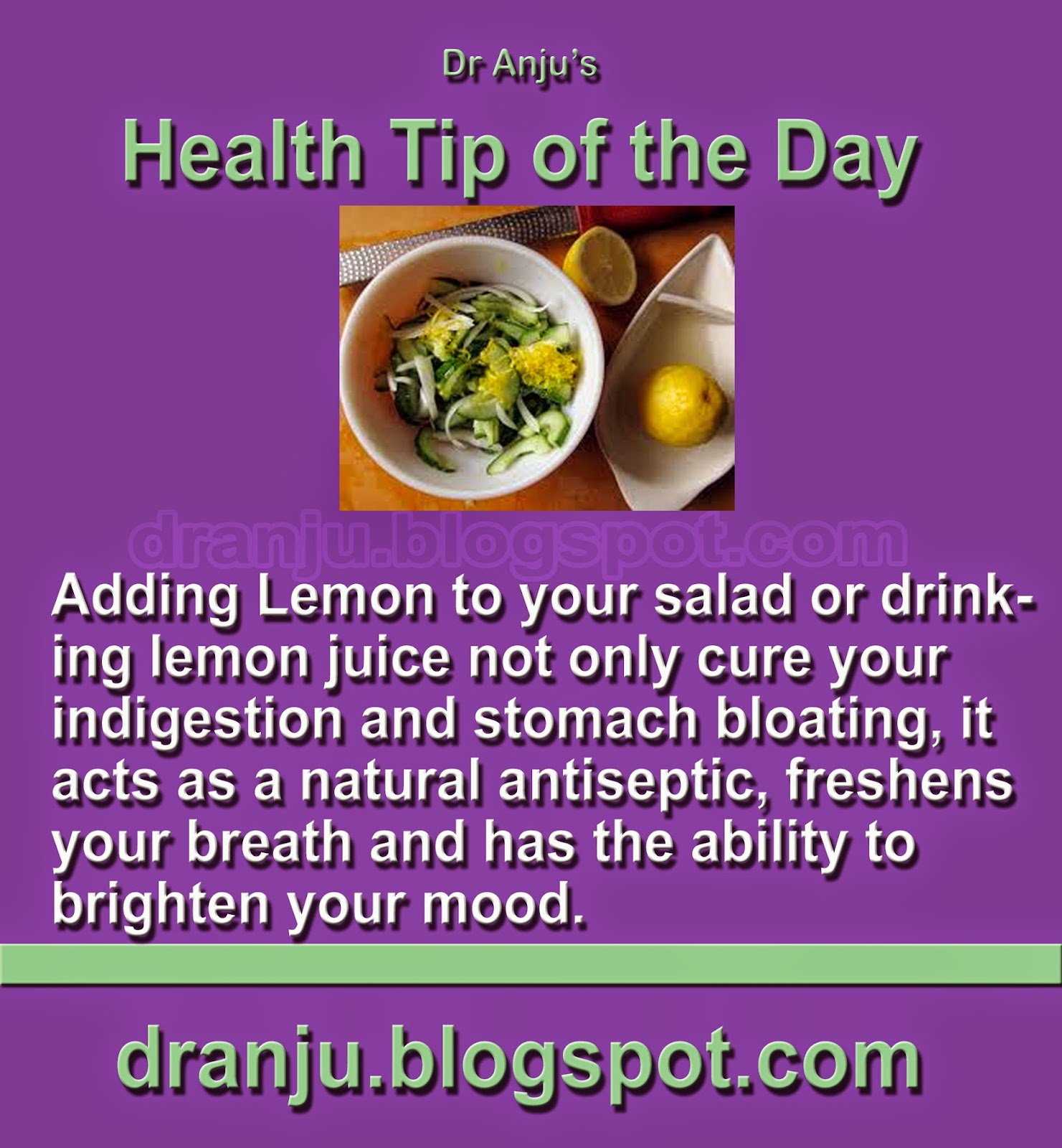 Dr Anju's Health Tips Health Tip of The Day 30th July