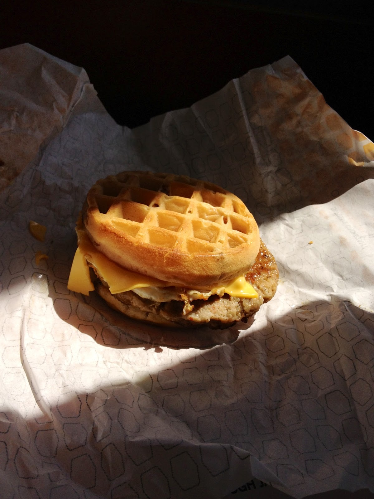 Fast JackInTheBox Waffle Breakfast Sandwich