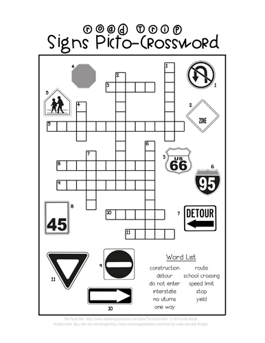 Road Trip Signs Picto-Crossword