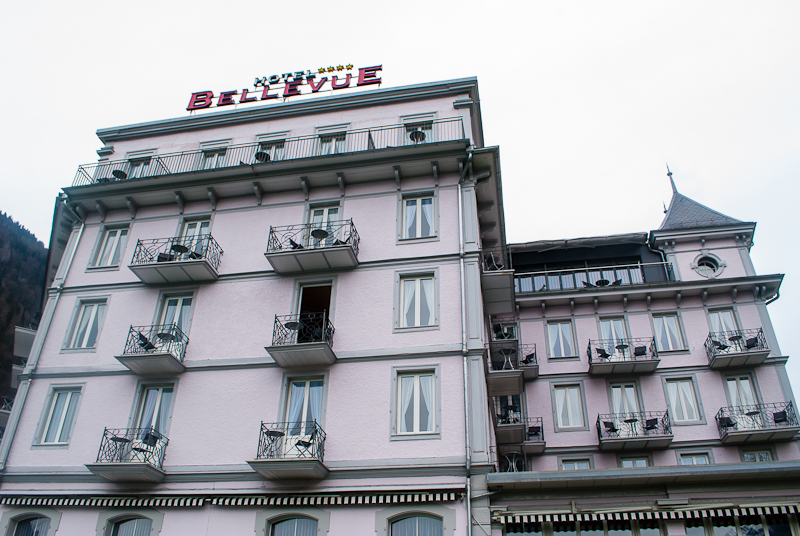 Hotel Bellevue interlaken, switzerland Facade of Hotel Bellevue in Interlaken