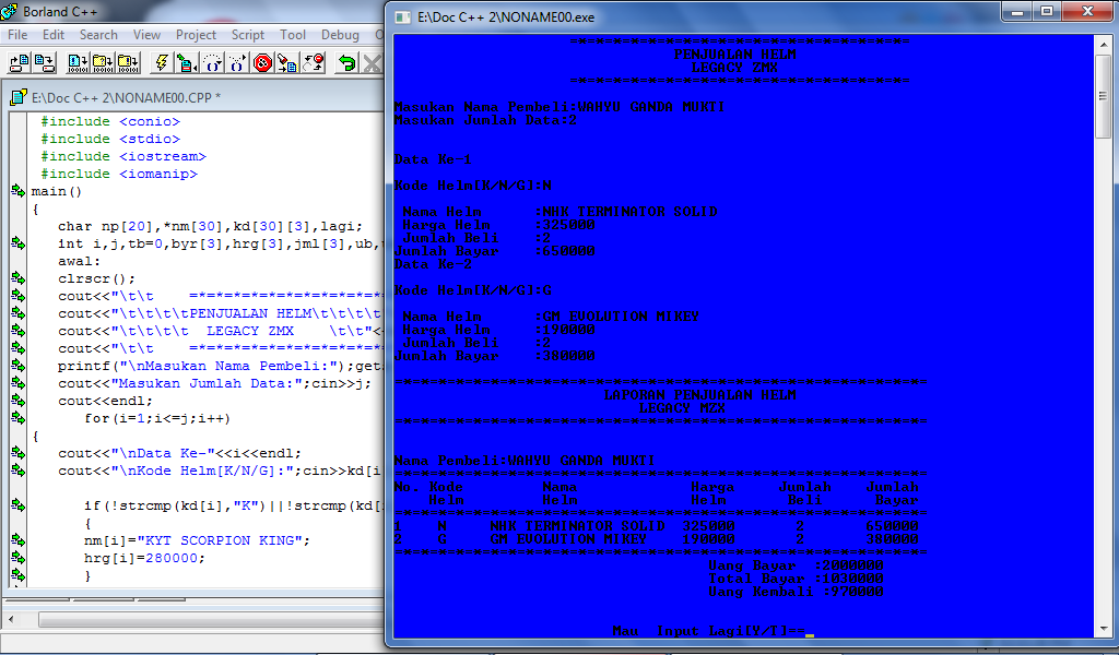 PENJUALAN HELM DALAM BENTUK ARRAY