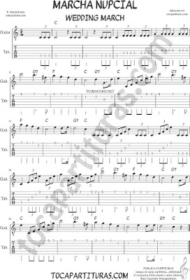 Tubescore Wedding March by Mendelssohn Tab Sheet Music for Guitar 